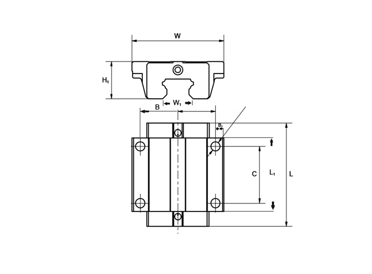 Führungswagen mit Flansch