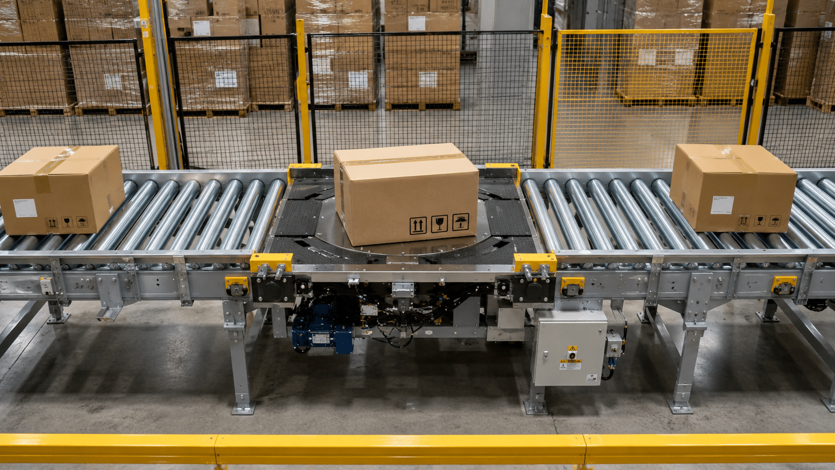 Industrie-Förderanlage mit Materialfluss und Antriebstechnik